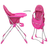 Chaise haute pour bébé Rose et blanc