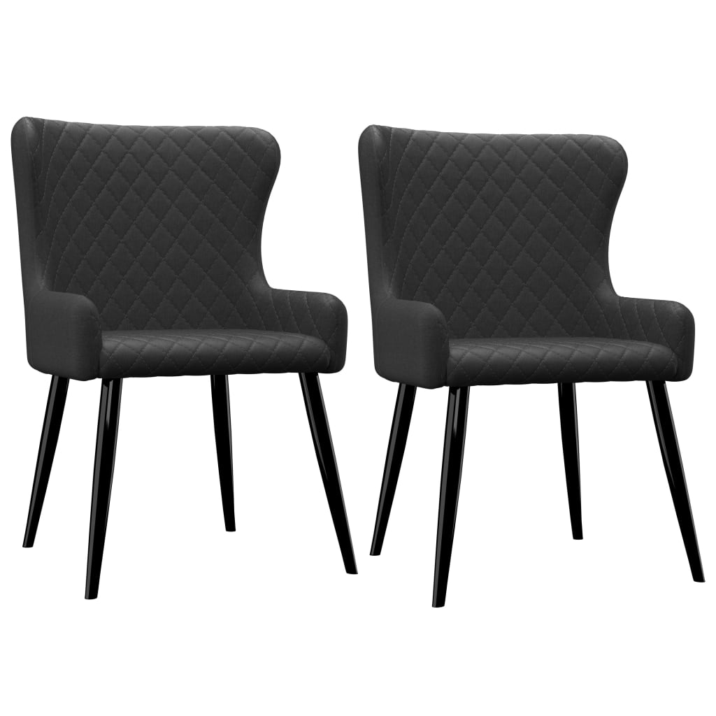 Chaises à manger lot de 2 noir tissu