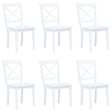 Chaises à manger lot de 6 blanc bois d'hévéa massif