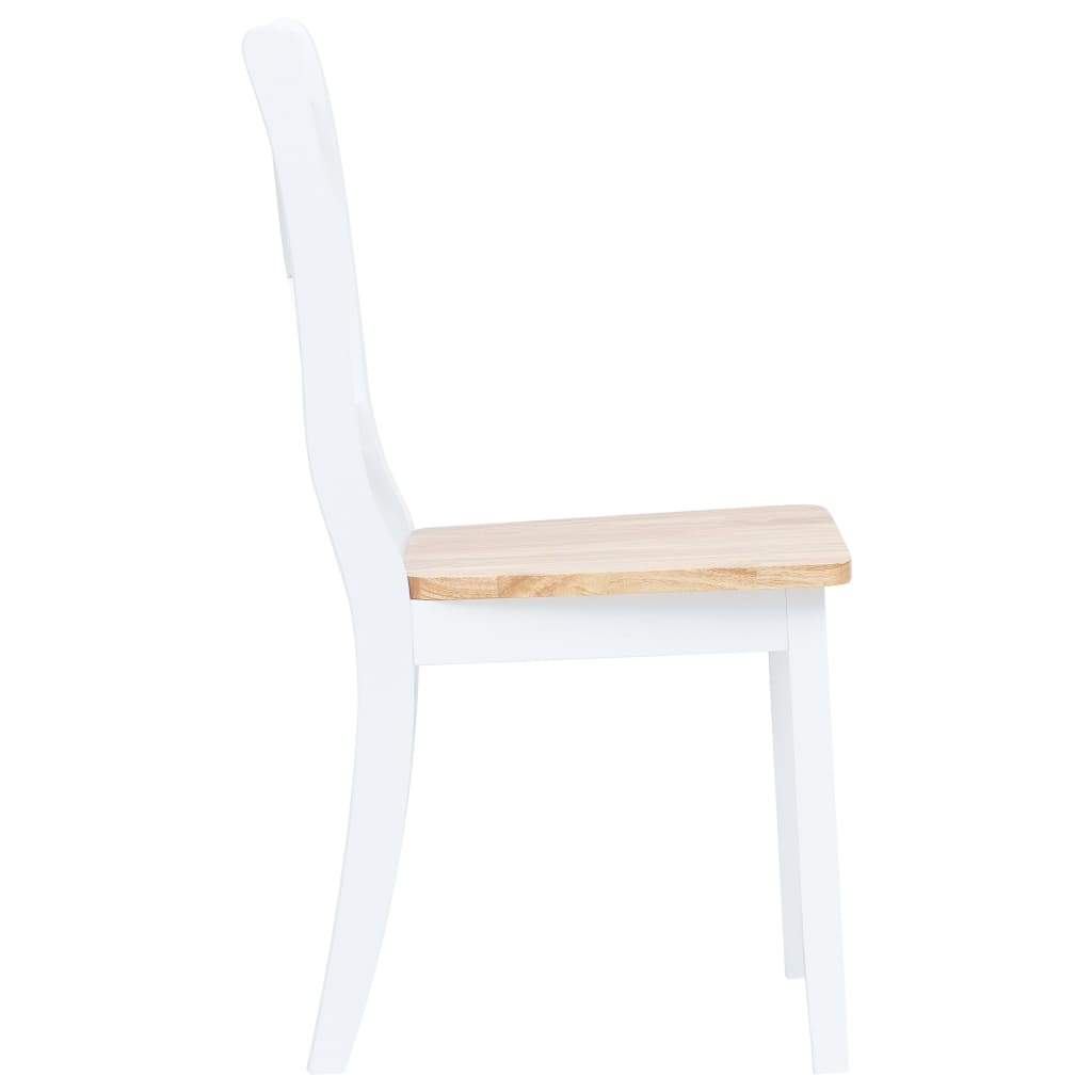 Chaises à manger lot de 6 blanc et bois clair bois hévéa massif