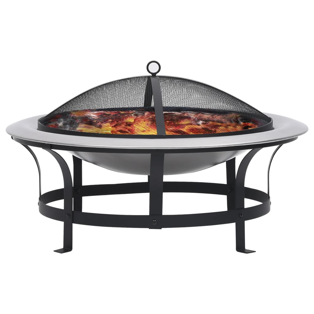 30" Stainless Steel Outdoor Fire Pit with Grill