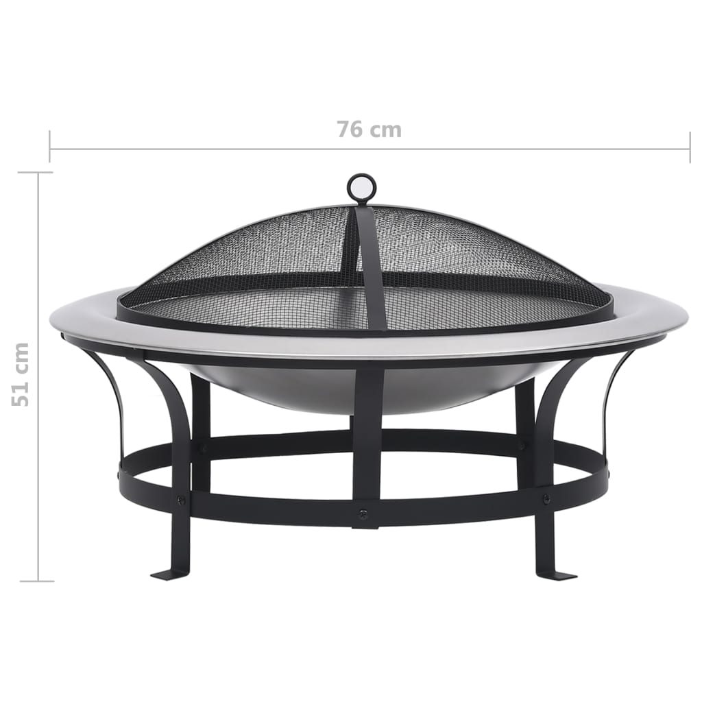 30" Stainless Steel Outdoor Fire Pit with Grill