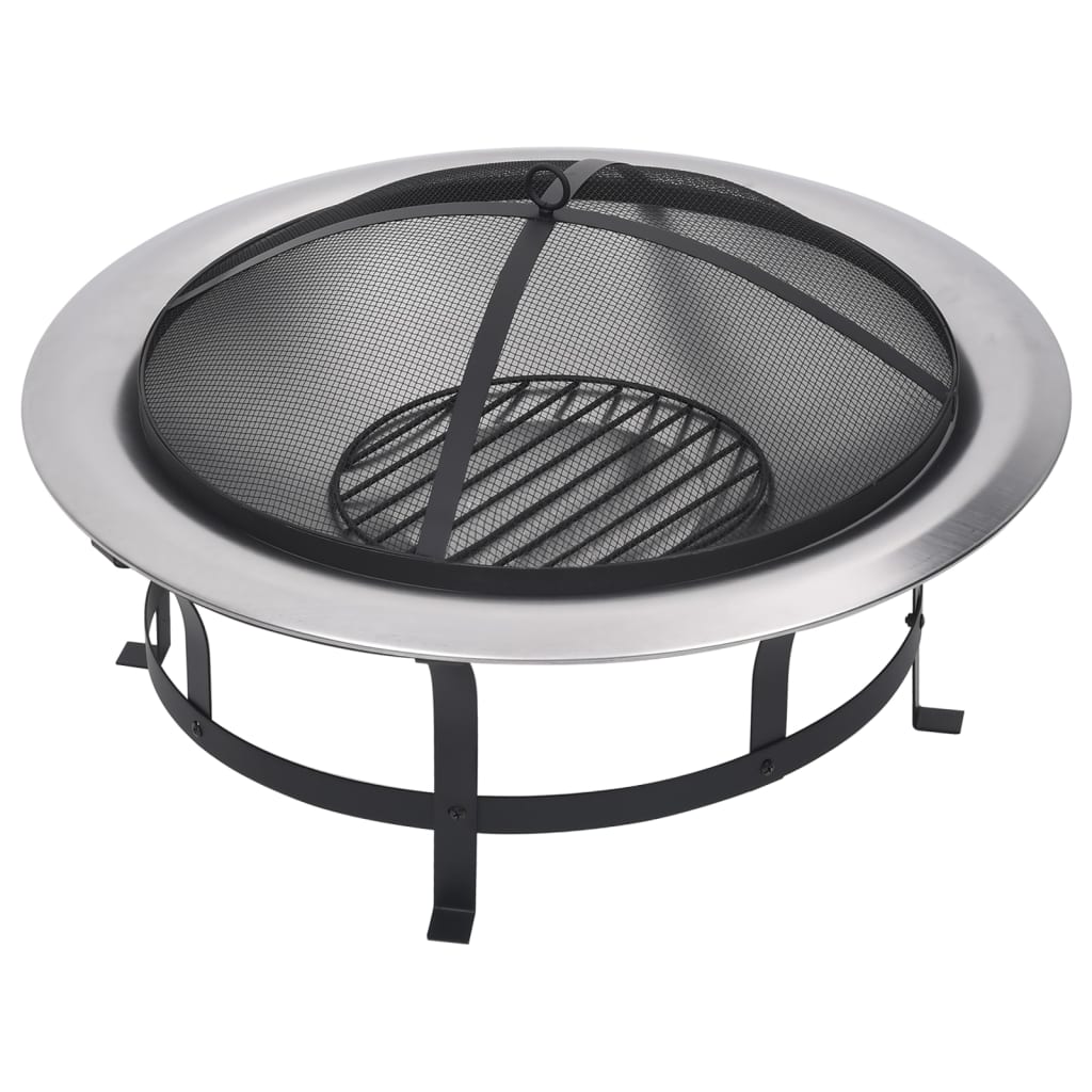 30" Stainless Steel Outdoor Fire Pit with Grill