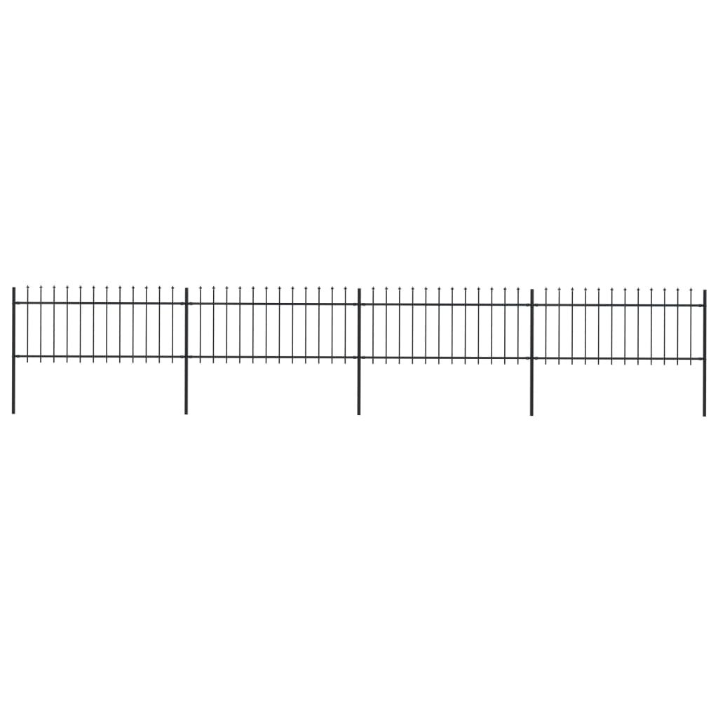 Gartenzaun mit Speerspitze Stahl 6,8x0,8 m Schwarz