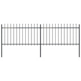 Garden Fence with Spear Top Steel 3.4 x 1 m Black