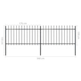 Garden Fence with Spear Top Steel 3.4 x 1 m Black