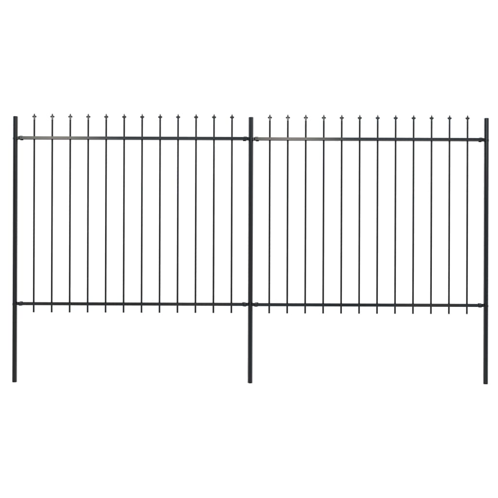 Garden Fence with Spear Top Steel 3.4 x 1.5 m Black