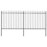 Garden Fence with Spear Top Steel 3.4 x 1.5 m Black