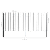 Garden Fence with Spear Top Steel 3.4 x 1.5 m Black