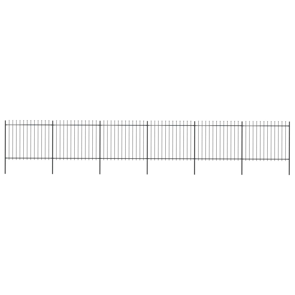 Garden Fence with Spear Top Steel 10.2 x 1.5 m Black