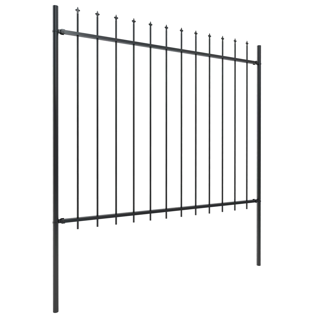 Garden Fence with Spear Top Steel 10.2 x 1.5 m Black