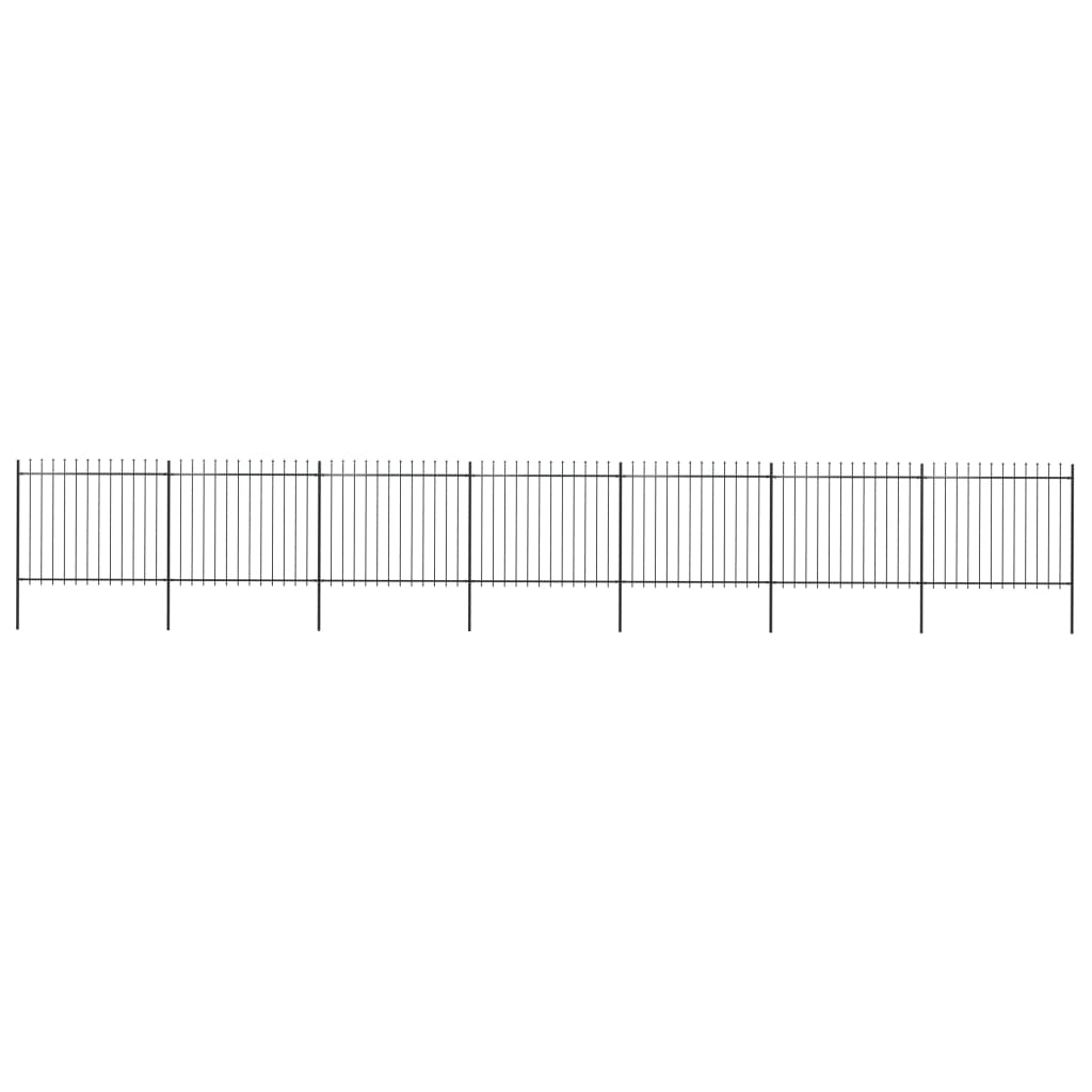 Garden Fence with Spear Top Steel 11.9 x 1.5 m Black