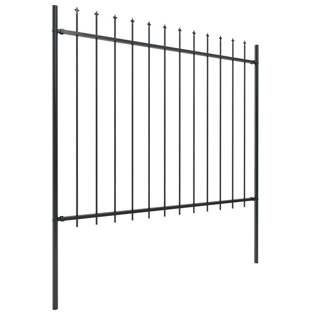 Garden Fence with Spear Top Steel 11.9 x 1.5 m Black