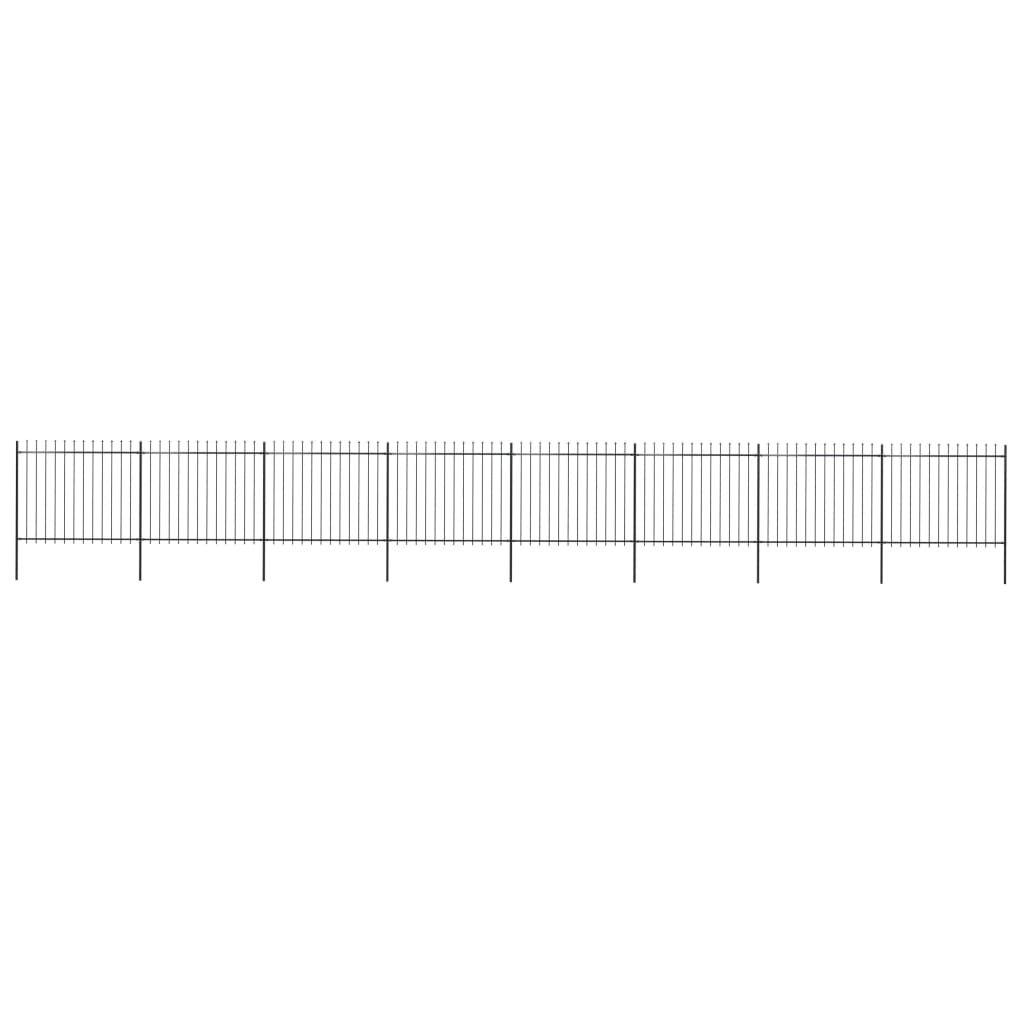 Garden Fence with Spear Top Steel 13.6 x 1.5 m Black