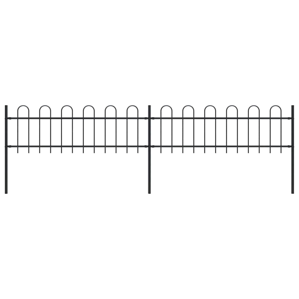 Garden Fence with Hoop Top Steel 3.4 x 0.6m Black