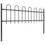 Garden Fence with Hoop Top Steel 3.4 x 0.6m Black