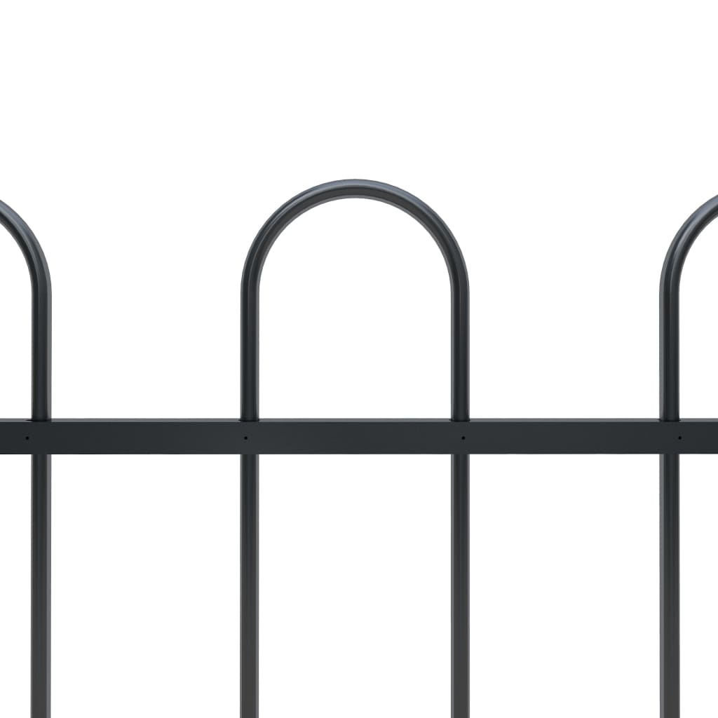 Garden Fence with Hoop Top Steel 3.4 x 0.6m Black