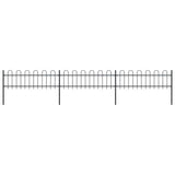 Garden Fence with Hoop Top Steel 5.1 x 0.6 m Black