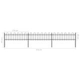 Garden Fence with Hoop Top Steel 5.1 x 0.6 m Black