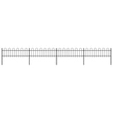 Garden Fence with Hoop Top Steel 6.8 x 0.6 m Black