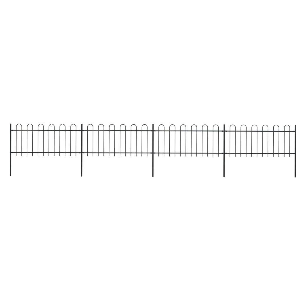 Garden Fence with Hoop Top Steel 6.8 x 0.8 m Black