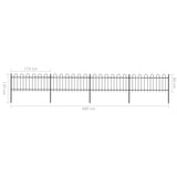 Garden Fence with Hoop Top Steel 6.8 x 0.8 m Black