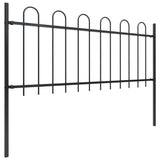 Garden fence with hoop top Steel 13.6x0.8 m Black