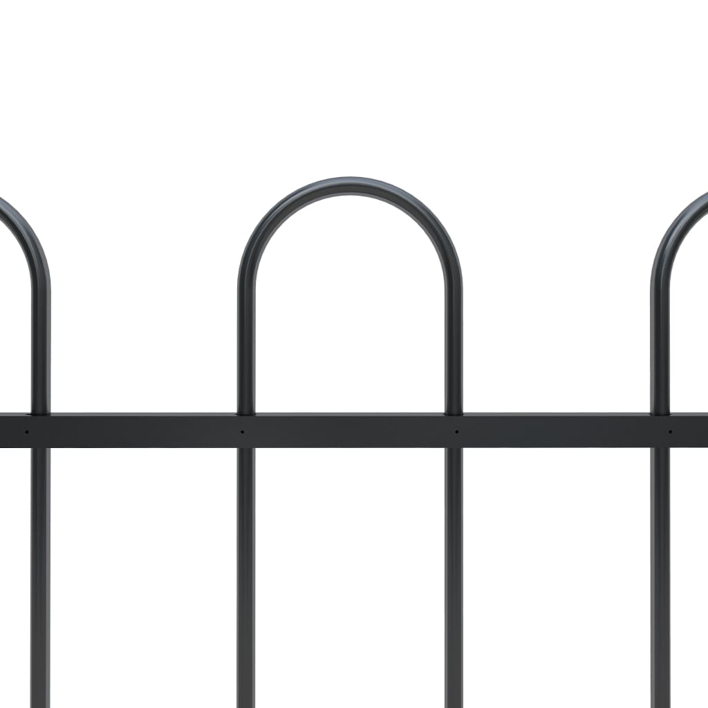 Garden fence with hoop top Steel 13.6x0.8 m Black