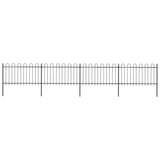 Garden Fence with Hoop Top Steel 6.8 x 1m Black