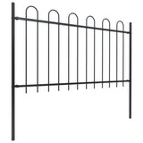 Garden Fence with Hoop Top Steel 6.8 x 1m Black