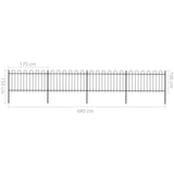 Garden Fence with Hoop Top Steel 6.8 x 1m Black