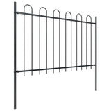 Garden Fence with Hoop Top Steel 3.4 x 1.2m Black