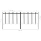 Garden Fence with Hoop Top Steel 3.4 x 1.2m Black