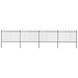 Garden Fence with Hoop Top Steel 6.8 x 1.2m Black