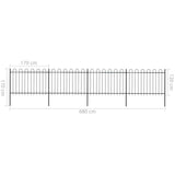 Garden Fence with Hoop Top Steel 6.8 x 1.2m Black