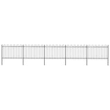 Garden Fence with Hoop Top Steel 8.5 x 1.2m Black