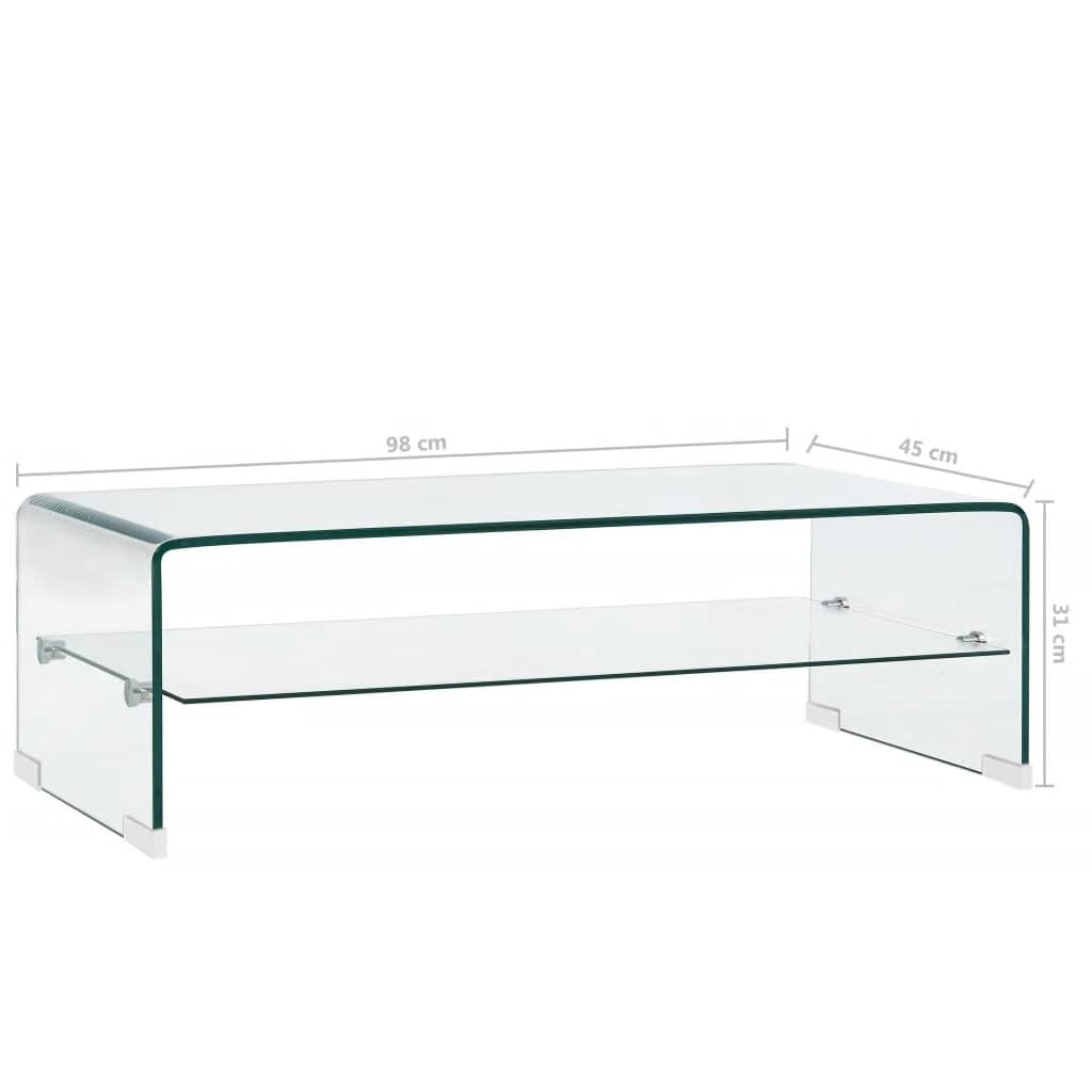 Table basse Clair 98x45x31 cm Verre trempé