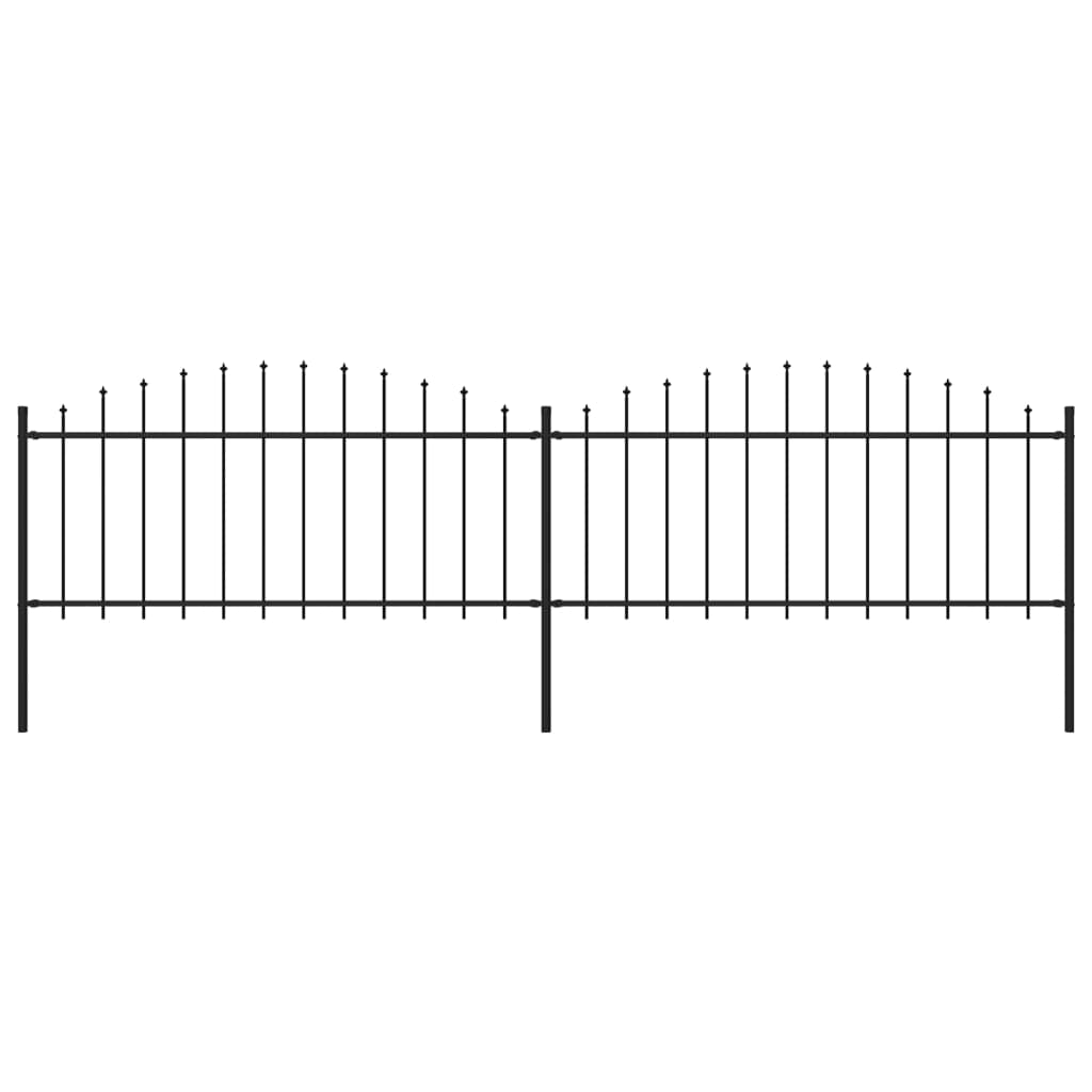 Spear Top Garden Fence Steel (0.5-0.75)x3.4m Black