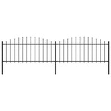 Spear Top Garden Fence Steel (0.5-0.75)x3.4m Black