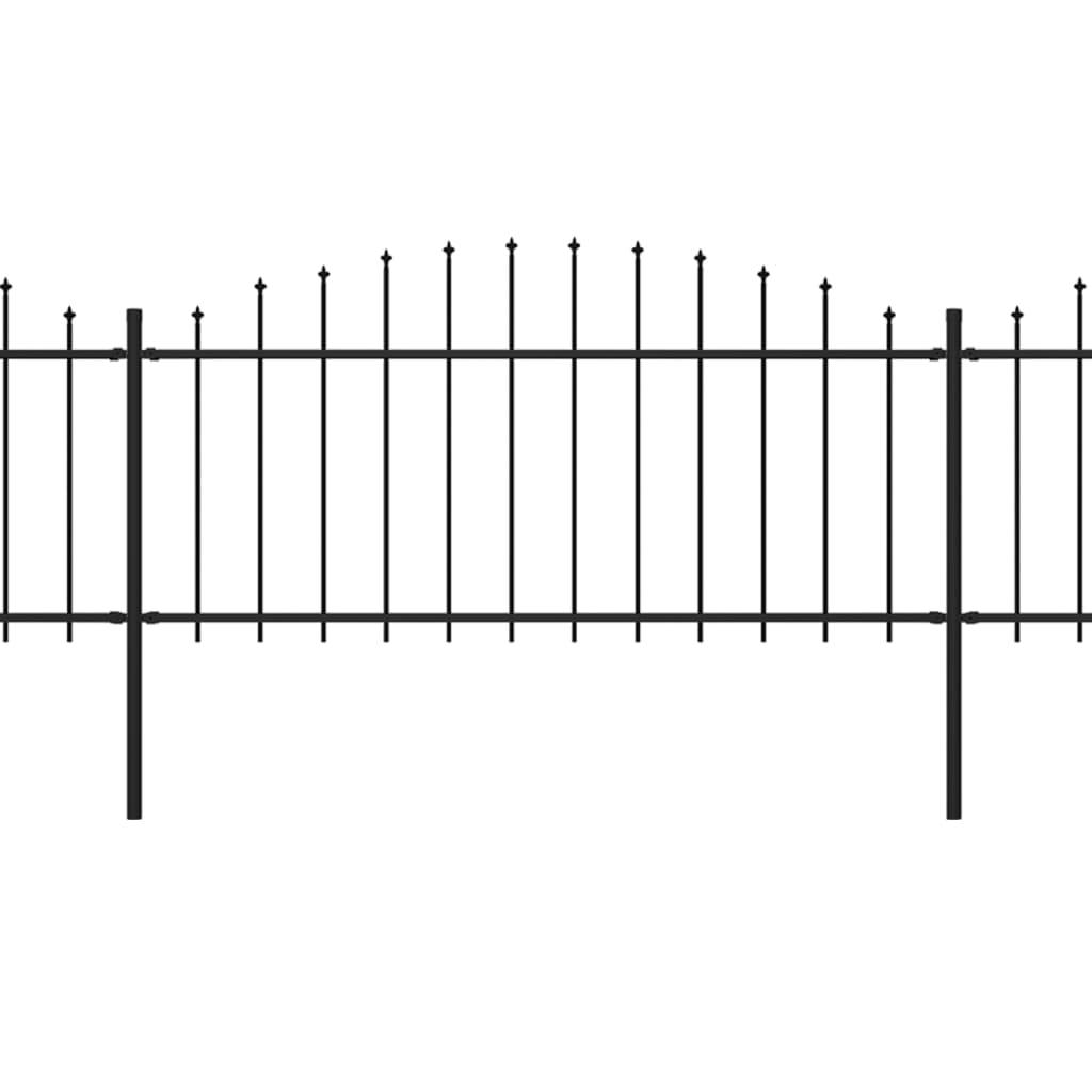 Clôture de jardin à dessus en lance Acier (0,5-0,75)x3,4 m Noir