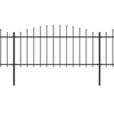 Spear Top Garden Fence Steel (0.5-0.75)x3.4m Black