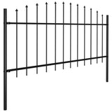 Spear Top Garden Fence Steel (0.5-0.75)x3.4m Black