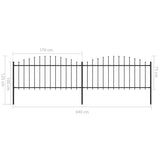 Spear Top Garden Fence Steel (0.5-0.75)x3.4m Black