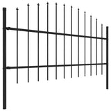 Spear Top Garden Fence Steel (0.75-1)x10.2m Black