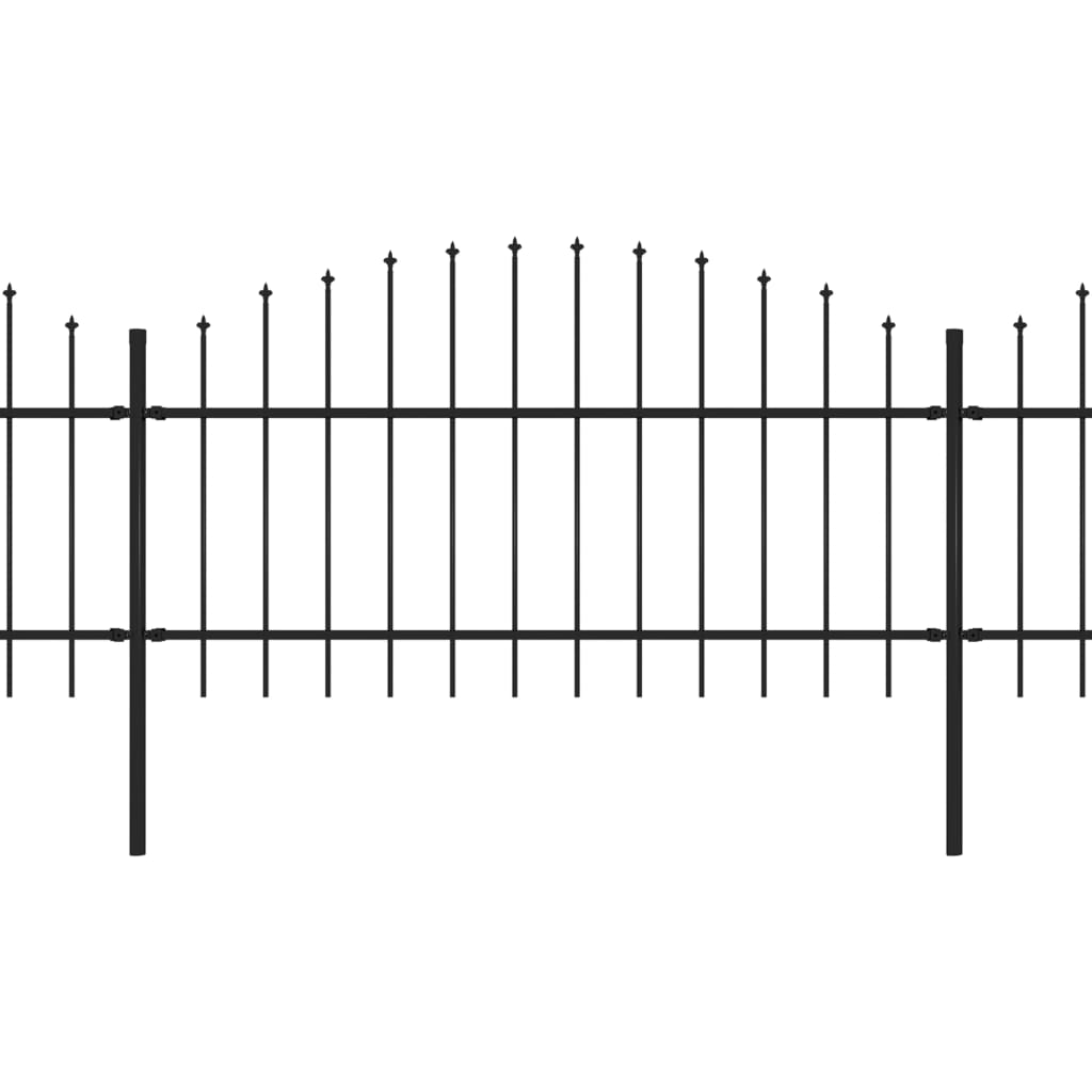 Clôture de jardin à dessus en lance Acier (1-1,25)x13,6 m Noir