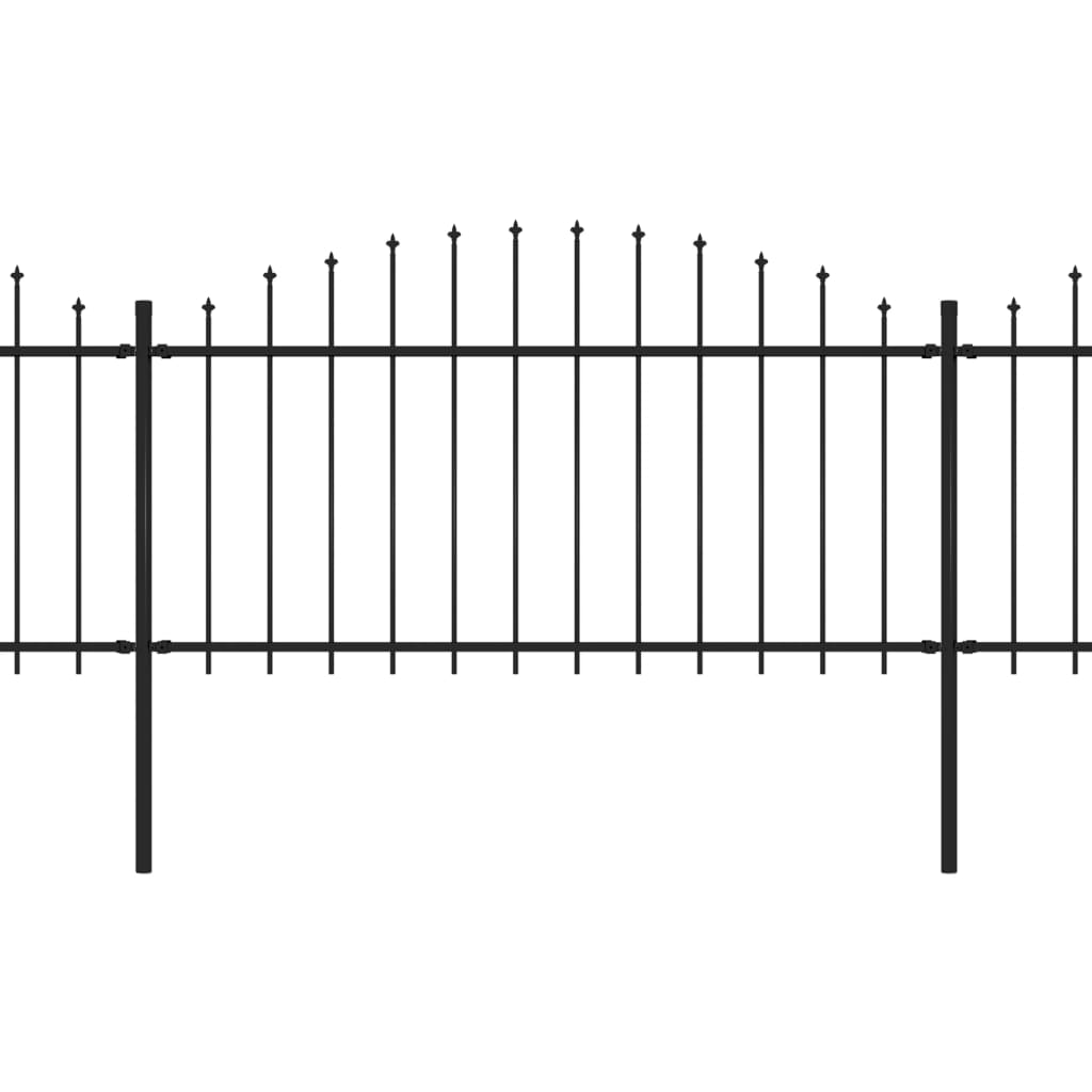 Clôture de jardin à dessus en lance Acier (1,25-1,5)x3,4 m Noir