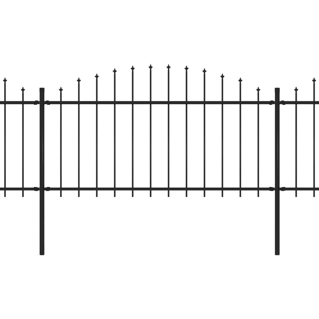 Clôture de jardin à dessus en lance Acier (1,25-1,5)x17 m Noir