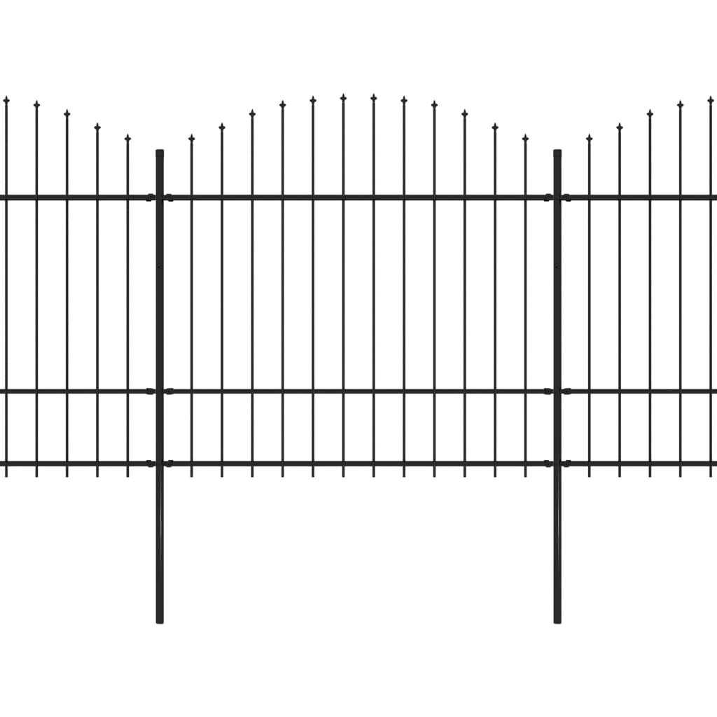 Clôture de jardin à dessus en lance Acier (1,5-1,75)x3,4 m Noir