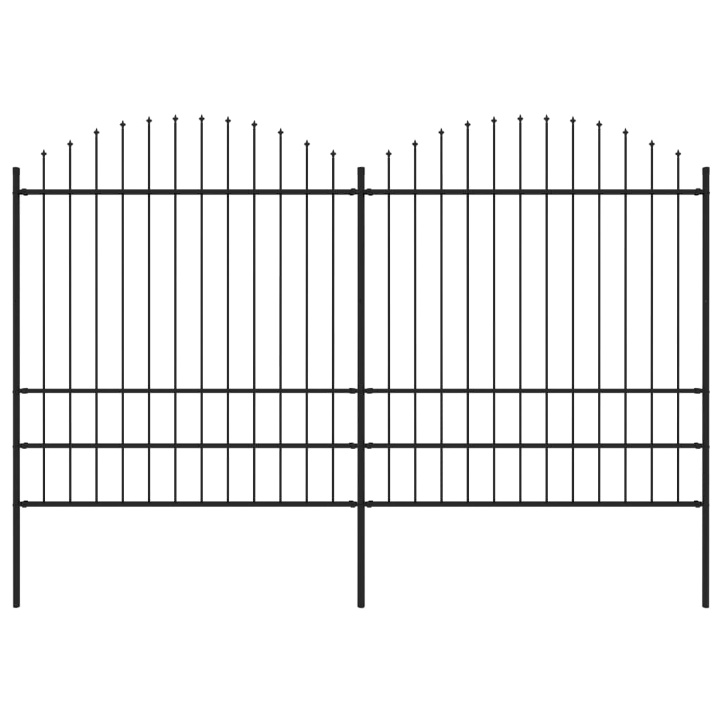 Spear Top Garden Fence Steel (1.75-2)x3.4m Black