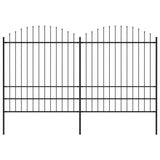 Spear Top Garden Fence Steel (1.75-2)x3.4m Black